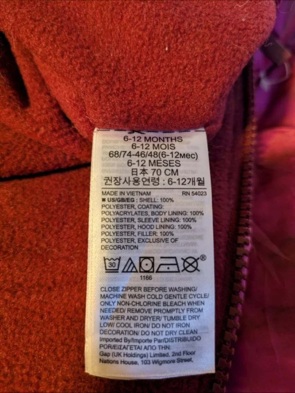 NWOT Baby Gap Primaloft Puffer Snowsuit Happy Pink 6-12m Warmest Hooded Zip - Picture 9 of 10